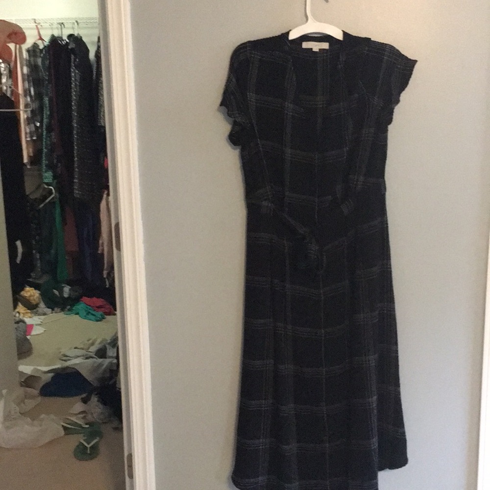 Plaid loft size large midi dress